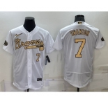 Men's Atlanta Braves #7 Dansby Swanson White Number 2022 All Star Stitched Flex Base Nike Jersey
