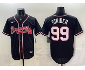 Men's Atlanta Braves #99 Spencer Strider 2026 Fashion Replica Black Out Stitched Baseball Jersey