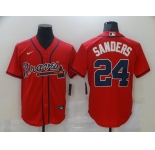 Nike Atlanta Braves #24 Deion Sanders Authentic Red 2020 Alternate Cool Base Baseball Jersey