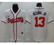Nike Men's Atlanta Braves #13 Ronald Acuna Jr. Replica White Cool Base Baseball Jersey