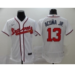 Nike Men's Atlanta Braves #13 Ronald Acuna Jr. White Flex Base Authentic Collection Baseball Jersey