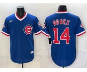 Men's Chicago Cubs #14 Ernie Banks Royal 150th Anniversary Throwback Vapor Limited Stitched Baseball Jersey