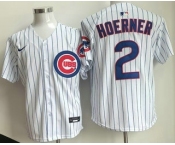 Men's Chicago Cubs #2 Nico Hoerner White Limited Cool Base Jersey