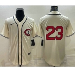 Men's Chicago Cubs #23 Ryne Sandberg 2022 Cream Field of Dreams Cool Base Stitched Baseball Jersey