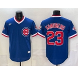 Men's Chicago Cubs #23 Ryne Sandberg Royal 150th Anniversary Throwback Vapor Limited Stitched Baseball Jersey