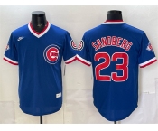 Men's Chicago Cubs #23 Ryne Sandberg Royal 150th Anniversary Throwback Vapor Limited Stitched Baseball Jersey