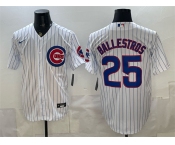 Men's Chicago Cubs #25 Moisés Ballesteros White Cool Base Stitched Baseball Jersey