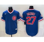 Men's Chicago Cubs #27 Seiya Suzuki Royal 150th Anniversary Throwback Vapor Limited Stitched Baseball Jersey