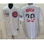 Men's Chicago Cubs #29 Michael Busch White USA 250 Fourth of July Home Stadium Stitched Jersey