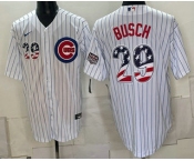 Men's Chicago Cubs #29 Michael Busch White USA 250 Fourth of July Home Stadium Stitched Jersey