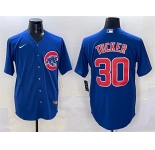 Men's Chicago Cubs #30 Kyle Tucker Royal Cool Base Stitched Baseball Jersey