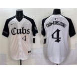Men's Chicago Cubs #4 Pete Crow-Armstrong White Black 'Gothic North Side Edition' Vapor Premier Limited Stitched Baseball Jersey