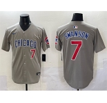 Men's Chicago Cubs #7 Dansby Swanson Gray Limited Stitched Baseball Jersey