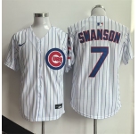 Men's Chicago Cubs #7 Dansby Swanson White Home Limited Stitched Baseball Jersey