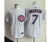 Men's Chicago Cubs #7 Dansby Swanson White Home Limited Stitched Baseball Jersey