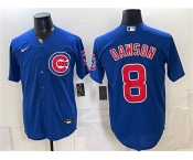 Men's Chicago Cubs #8 Andre Dawson Royal Stitched Baseball Jersey