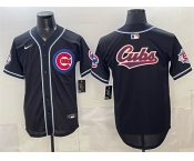 Men's Chicago Cubs Team Big Logo 2026 Fashion Replica Black Out Stitched Baseball Jersey