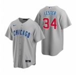 Men's Nike Chicago Cubs #34 Jon Lester Gray Road Stitched Baseball Jersey