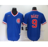 Nike Men's Mitchell and Ness Chicago Cubs #9 Javier Baez Authentic Blue Throwback MLB Jersey