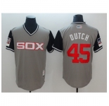 Men's Chicago White Sox #45 Derek Holland Dutch Majestic Gray Little League World Series Players Weekend Jersey