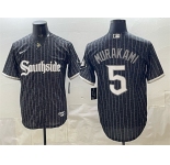 Men's Chicago White Sox #5 Munetaka Murakami Black 2021 City Connect Cool Base Stitched Jersey