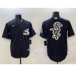Men's Chicago White Sox Black Team Big Logo Cool Base Stitched Jersey