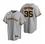 Men's Nike San Francisco Giants #35 Brandon Crawford Gray Road Stitched Baseball Jersey