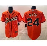 Men's San Francisco Giants #24 Willie Mays Orange Cool Base Stitched Baseball Jersey