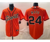 Men's San Francisco Giants #24 Willie Mays Orange Cool Base Stitched Baseball Jersey