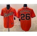 Men's San Francisco Giants #26 Matt Chapman Orange Cool Base Stitched Baseball Jersey