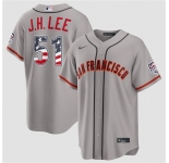 Men's San Francisco Giants #51 Jung Hoo Lee Gray 2026 USA 250 Fourth of July Stitched Baseball Jersey