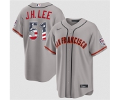 Men's San Francisco Giants #51 Jung Hoo Lee Gray 2026 USA 250 Fourth of July Stitched Baseball Jersey