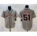 Men's San Francisco Giants #51 Jung Hoo Lee Gray Cool Base Stitched Baseball Jersey