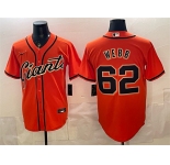 Men's San Francisco Giants #62 Logan Webb Orange Cool Base Stitched Baseball Jersey