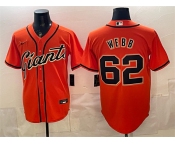 Men's San Francisco Giants #62 Logan Webb Orange Cool Base Stitched Baseball Jersey