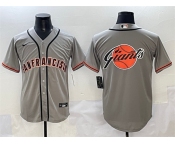 Men's San Francisco Giants Gray Team Big Logo Cool Base Stitched Jersey