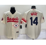Men's Los Angeles Angels #14 Tyler Wade Number Cream 2022 City Connect Cool Base Stitched Jersey