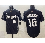 Men's Los Angeles Angels #16 Garret Anderson Black 'Gothic Halo Edition' Vapor Limited Stitched Baseball Jersey