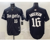 Men's Los Angeles Angels #16 Garret Anderson Black 'Gothic Halo Edition' Vapor Limited Stitched Baseball Jersey