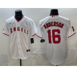 Men's Los Angeles Angels #16 Garret Anderson White Stitched Baseball Jersey