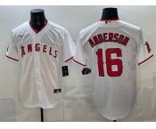 Men's Los Angeles Angels #16 Garret Anderson White Stitched Baseball Jersey