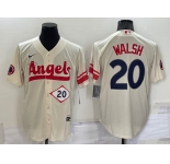 Men's Los Angeles Angels #20 Jared Walsh Number Cream 2022 City Connect Cool Base Stitched Jersey