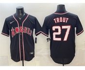 Men's Los Angeles Angels #27 Mike Trout 2026 Fashion Replica Black Out Stitched Baseball Jersey