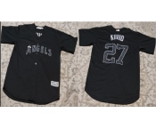 Men's Los Angeles Angels #27 Mike Trout KIIIIID Black Stitched Baseball Jersey