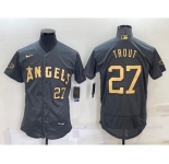 Men's Los Angeles Angels #27 Mike Trout Number Grey 2022 All Star Stitched Flex Base Nike Jersey