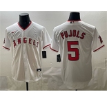 Men's Los Angeles Angels #5 Albert Pujols White Stitched Baseball Jersey