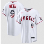 Men's Los Angeles Angels #9 Zach Neto 2026 White USA 250 Fourth of July Home Stadium Stitched Baseball Jersey