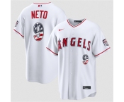 Men's Los Angeles Angels #9 Zach Neto 2026 White USA 250 Fourth of July Home Stadium Stitched Baseball Jersey