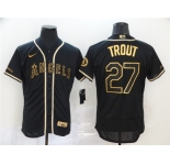 Men's Nike Los Angeles Angels #27 Mike Trout Black Gold Flex Base Authentic Baseball Jersey