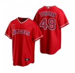 Men's Nike Los Angeles Angels #49 Julio Teheran Red Alternate Stitched Baseball Jersey